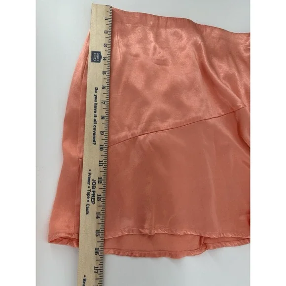 Kirious Los Angeles Peach Satin Mini Skirt S Slip Style Silky Skirt Sexy Flirty - Picture 11 of 11